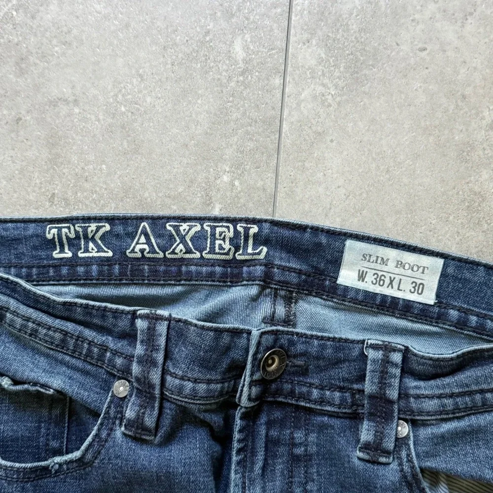 Y2K TK AXEL Slim Boot Cut Jeans 36x30 Blue Denim Mens
